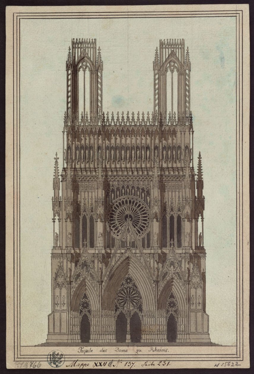 Fasaden på katedralen i Reims av Karl Friedrich Schinkel