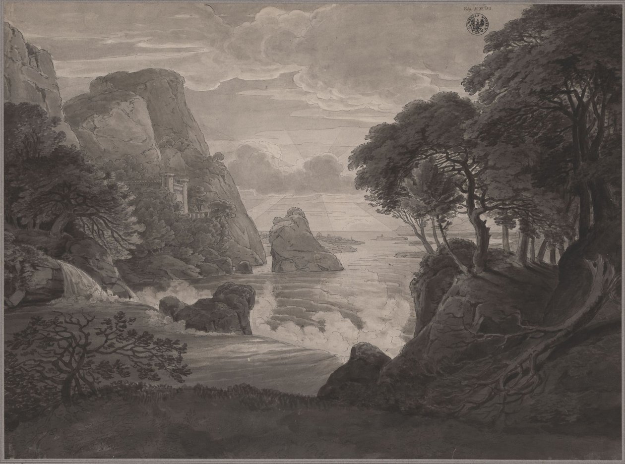 Klippekystlandskap med et slott av Karl Friedrich Schinkel