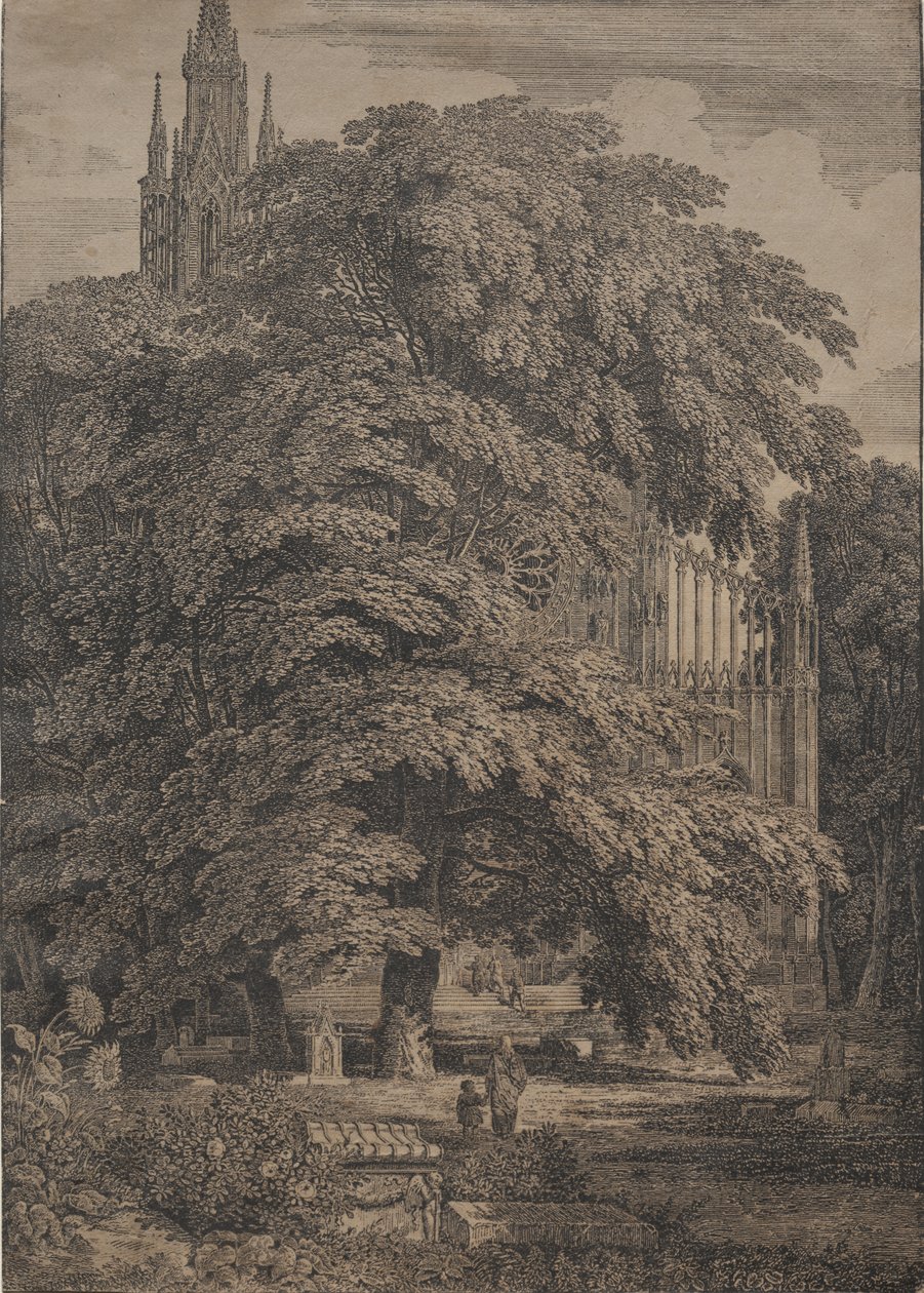 Gotisk kirke blant Oaks av Karl Friedrich Schinkel