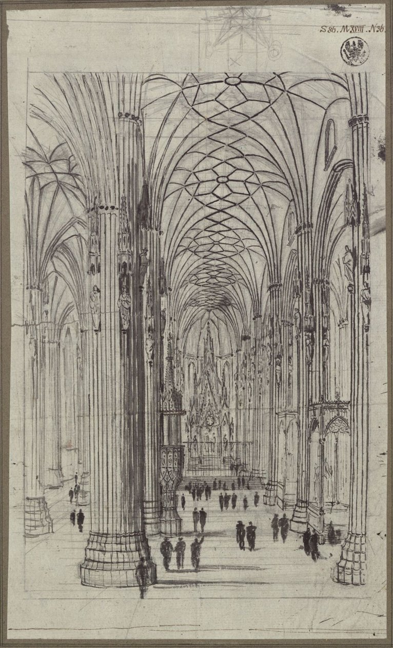 Interiør av Stefansdomen i Wien av Karl Friedrich Schinkel