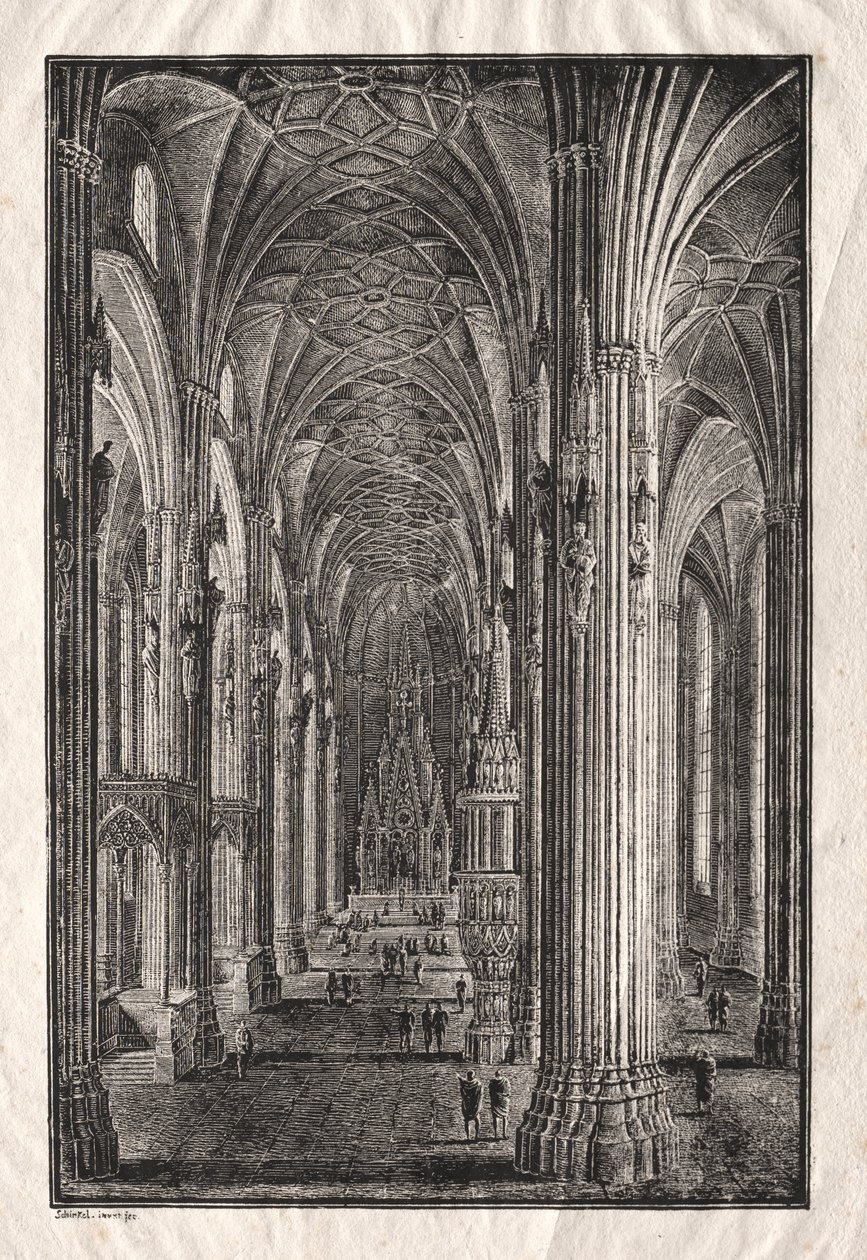 Interiør i Stefansdomen i Wien av Karl Friedrich Schinkel
