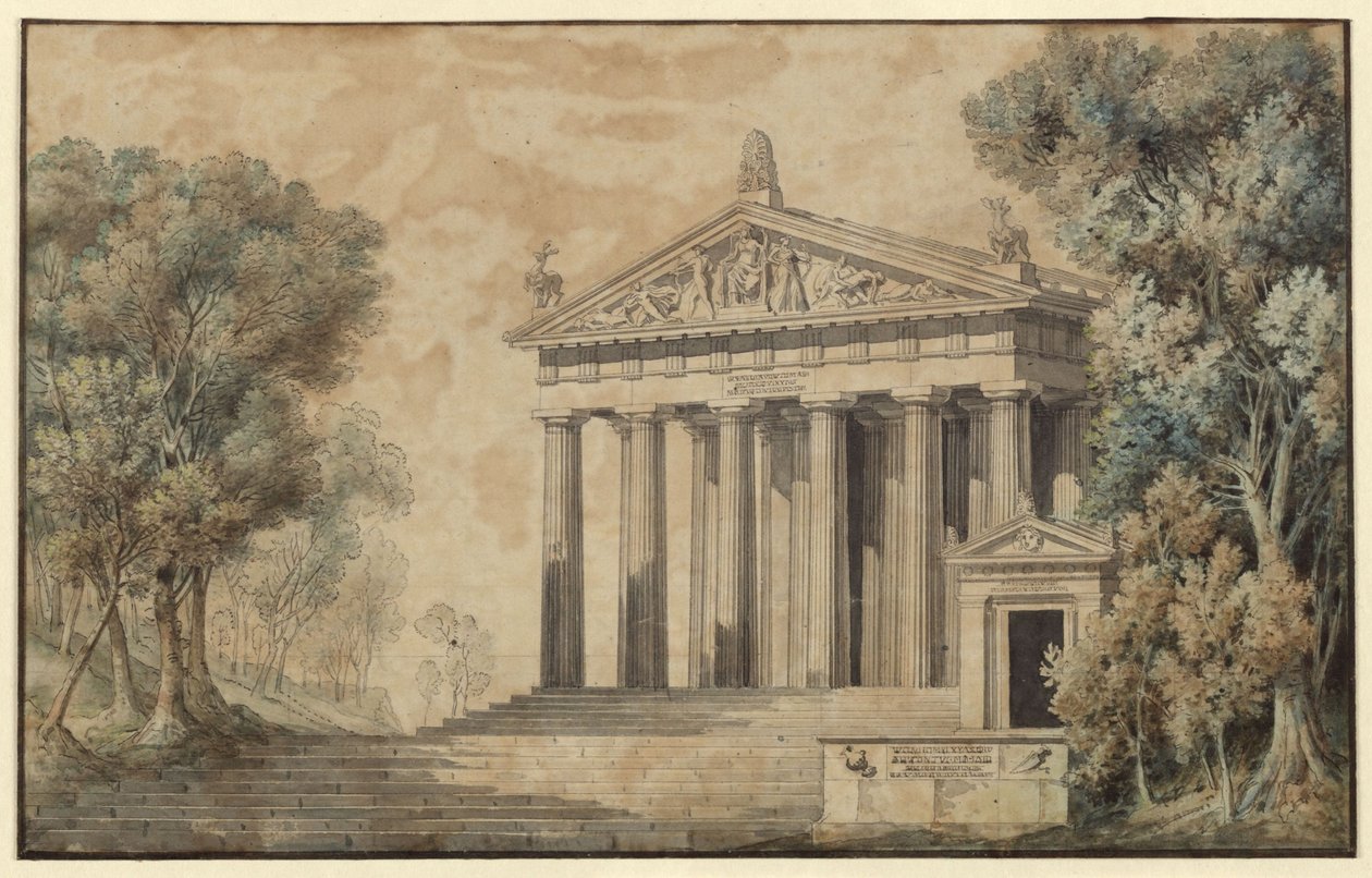 Ifigenia på Tauris. Skuespill av Johann Wolfgang von Goethe. Utkast til en dekorasjon. Dianas tempel av Karl Friedrich Schinkel