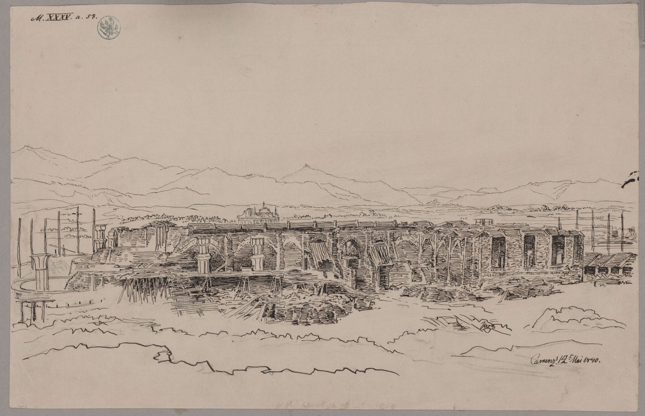 Kamenz. Slott. Utsikt over grunnmuren av Karl Friedrich Schinkel