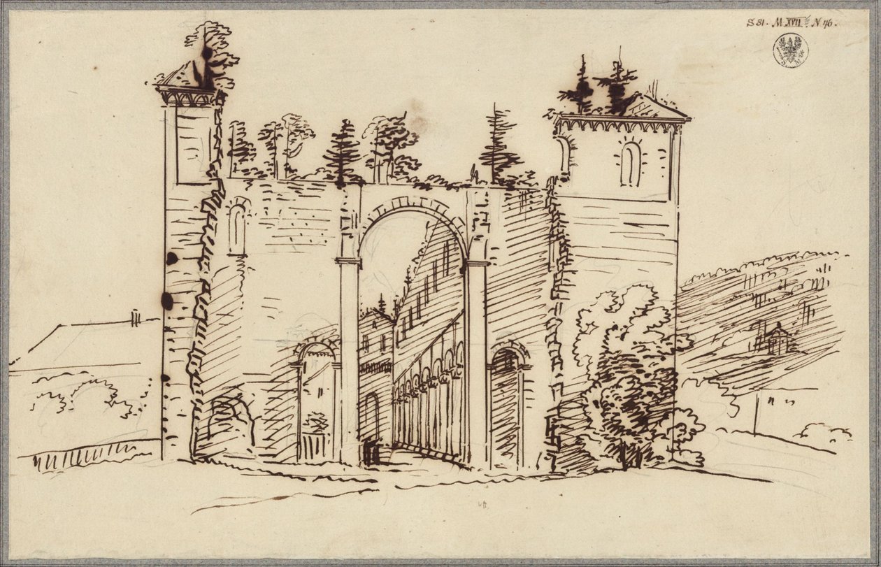 Klosterruinene i Paulinzella. Utsyn inn i kirkeskipet fra øst av Karl Friedrich Schinkel