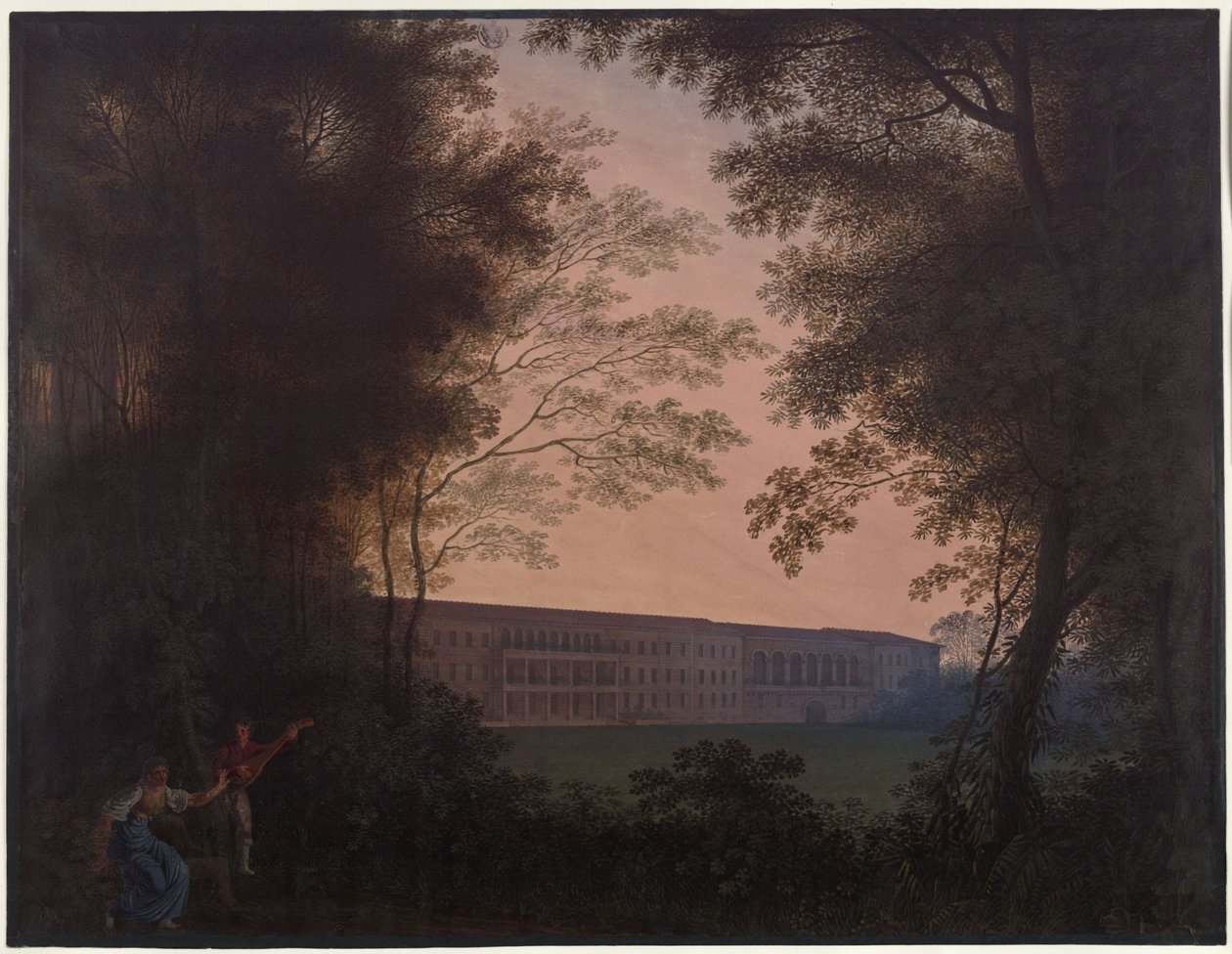 Köstritz. Slott. Utsikt mot hagesiden av Karl Friedrich Schinkel