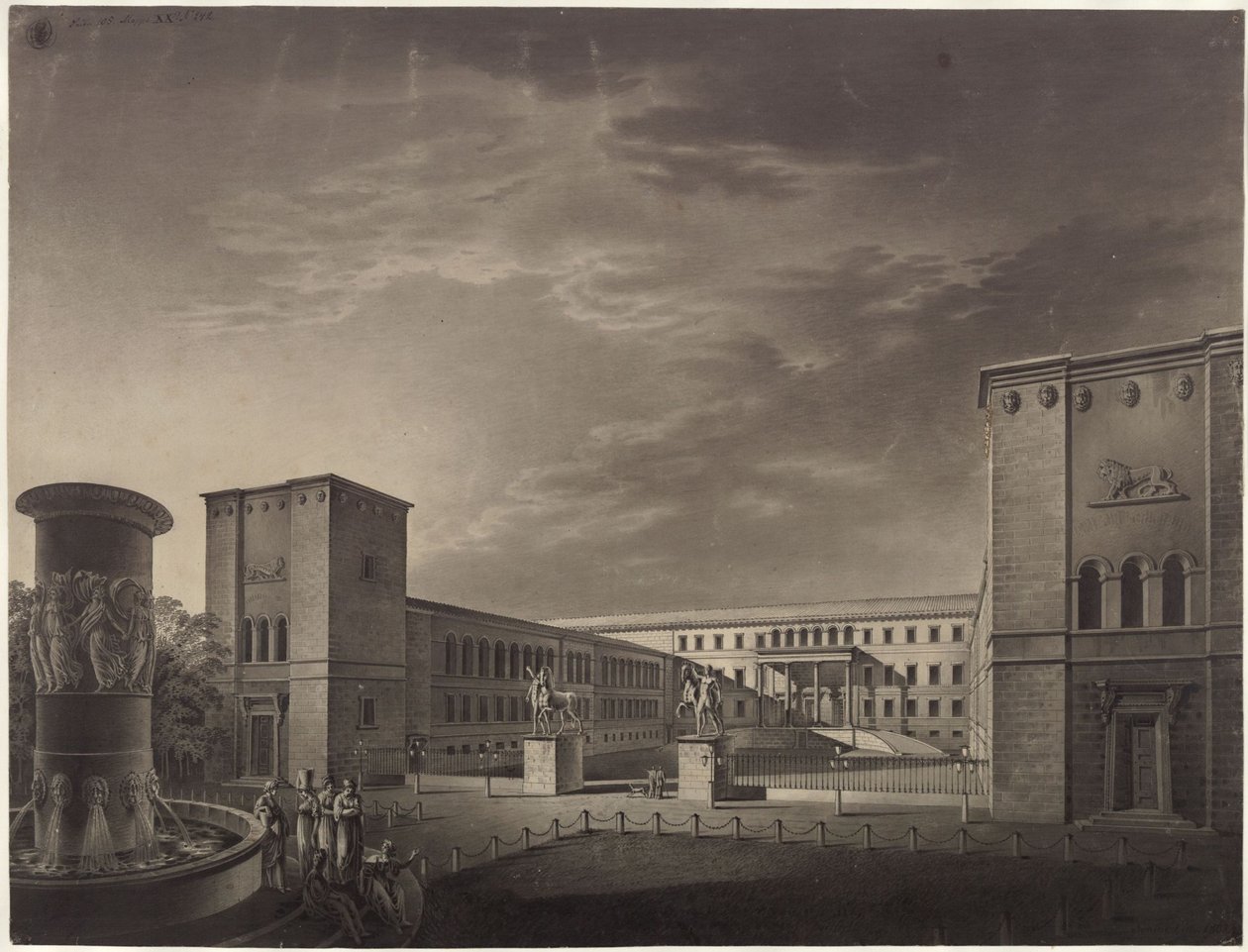 Köstritz. Slott. Utsikt mot gårdssiden av Karl Friedrich Schinkel