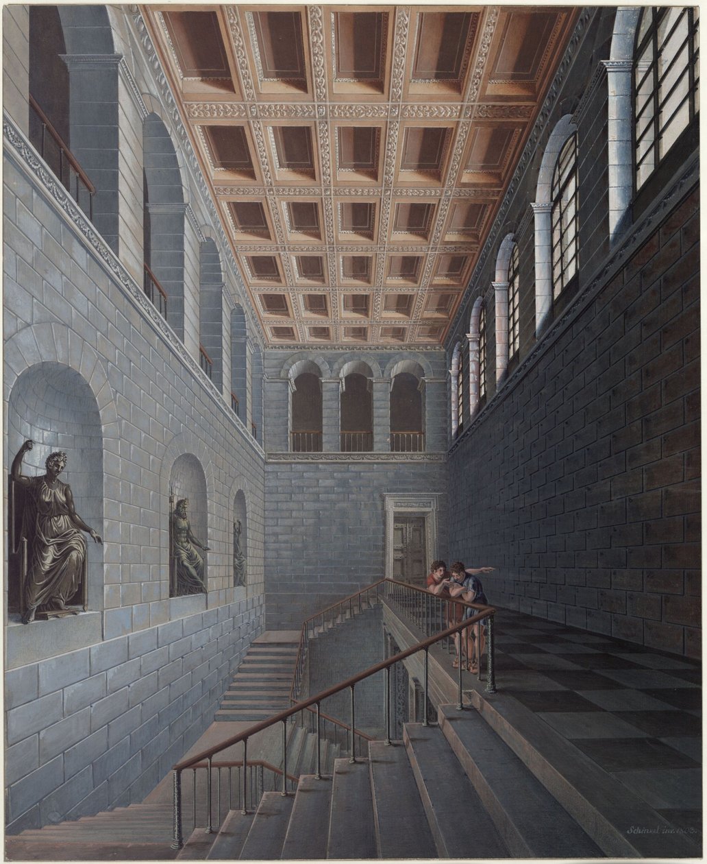 Köstritz. Slott. Utsikt over trappehuset av Karl Friedrich Schinkel
