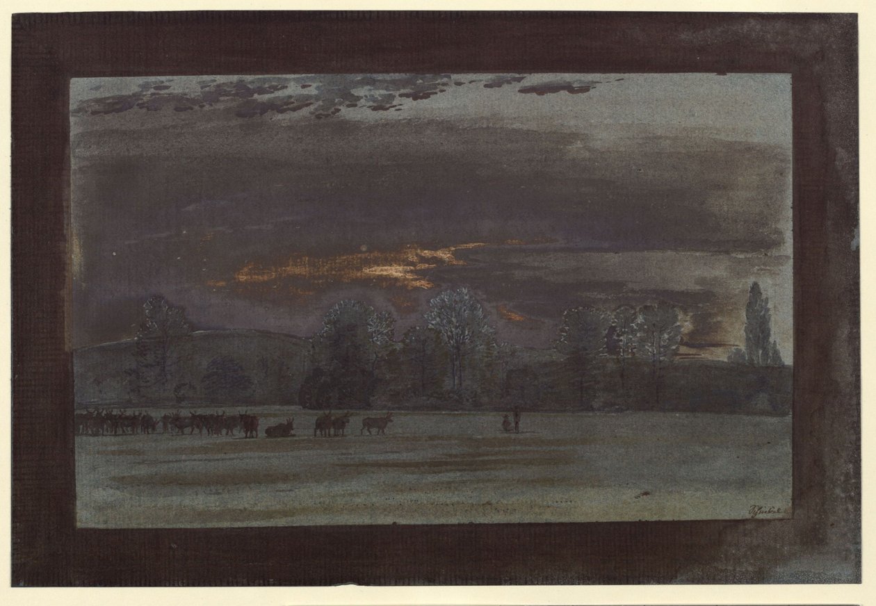 Landskap med kvegflokk av Karl Friedrich Schinkel