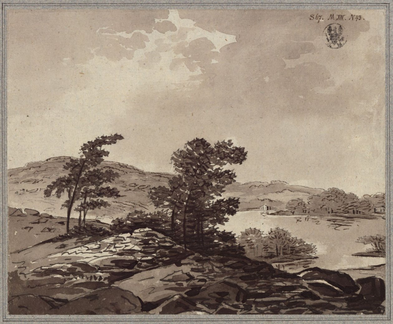 Landskap med innsjø av Karl Friedrich Schinkel