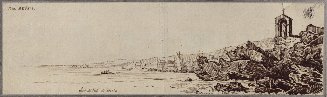 «Lavaberg ved havnen i Catania» av Karl Friedrich Schinkel