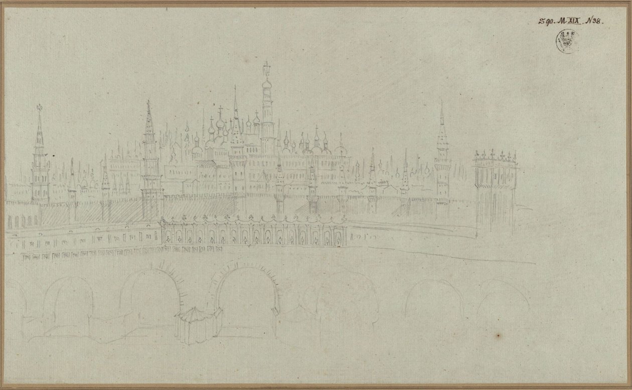 Moskva. Utsikt over Kreml av Karl Friedrich Schinkel