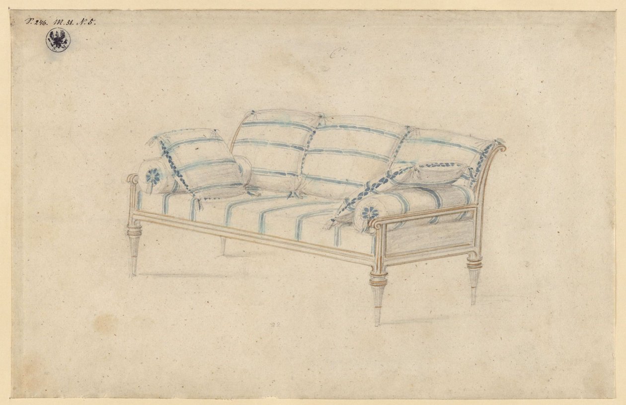 Potsdam-Sanssouci. Charlottenhof slott. Sofa av Karl Friedrich Schinkel