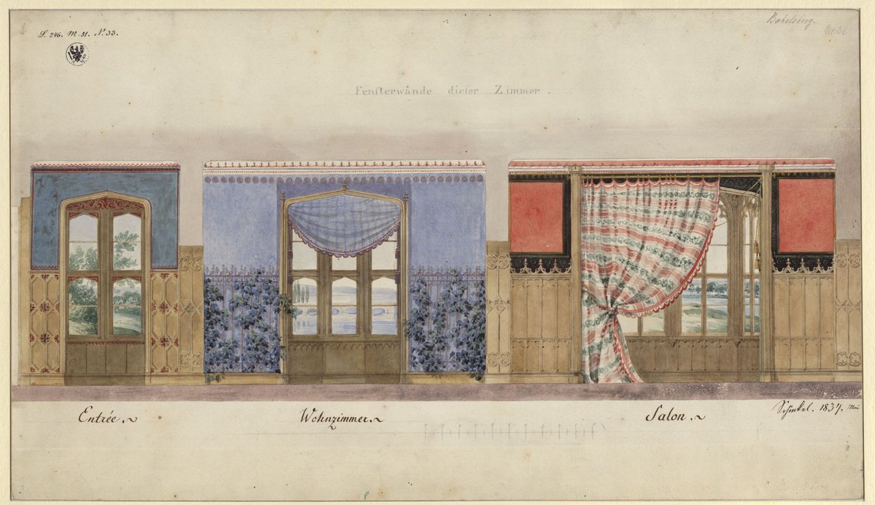 Potsdam. Babelsberg slott. Veggdekorasjoner av Karl Friedrich Schinkel