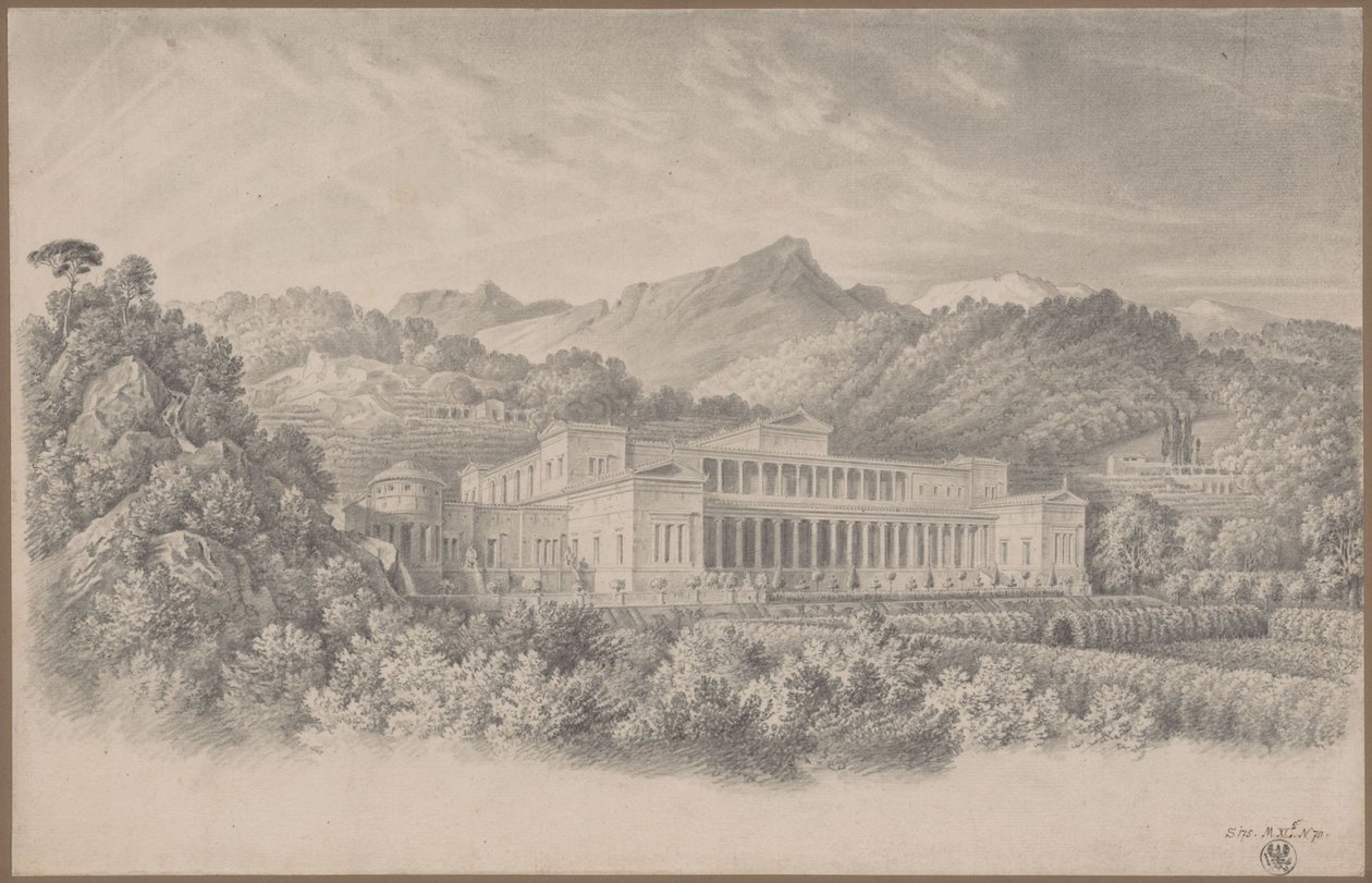 Rekonstruksjon av Villa Tusca etter Plinius. Perspektivisk utsikt av Karl Friedrich Schinkel