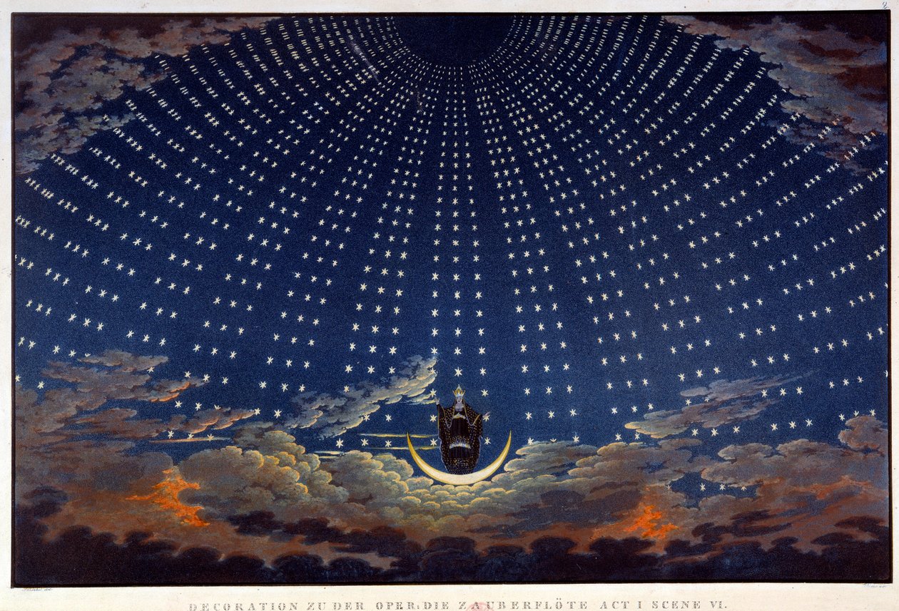 Scenografi for "" Den fortryllede fløyten", opera av Wolfgang Amadeus Mozart, realiserte Karl Schinkel (1781-1841) av Karl Friedrich Schinkel