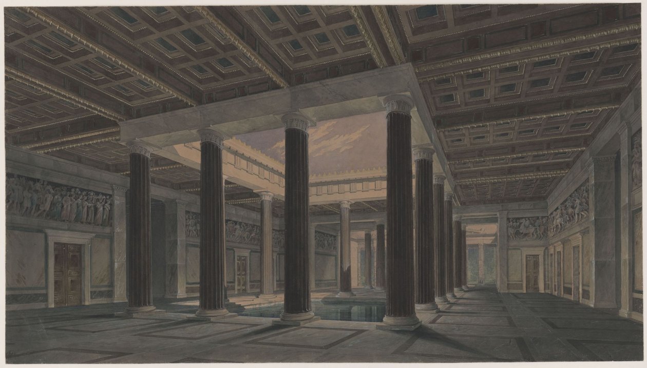 Orianda-slottet på Krim. Antikk utkast. Stort atrium av Karl Friedrich Schinkel
