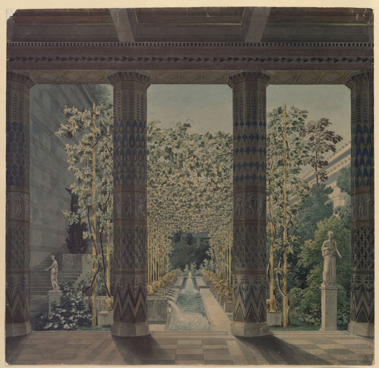 Orianda slott på Krim. Antikk utkast. Keiserhagen av Karl Friedrich Schinkel