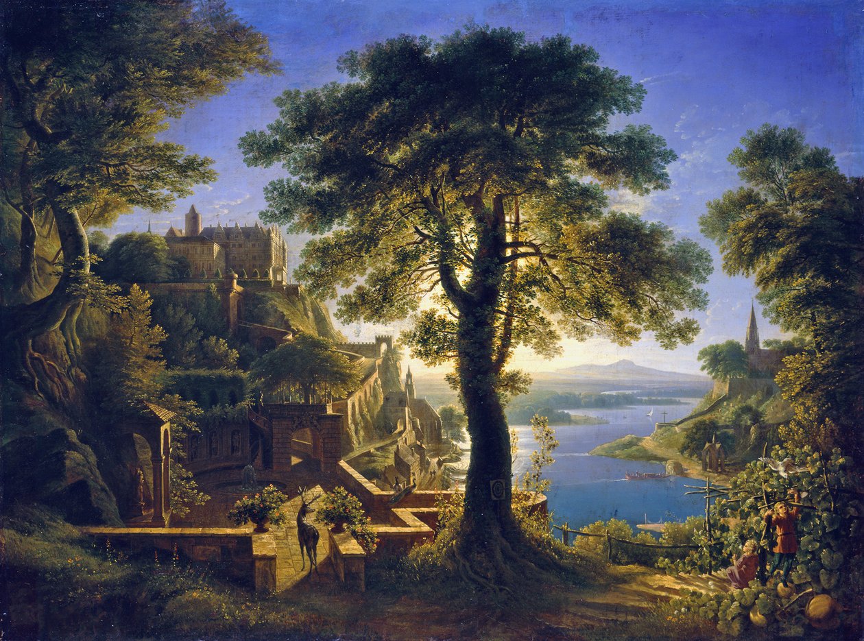 Slott ved elven av Karl Friedrich Schinkel