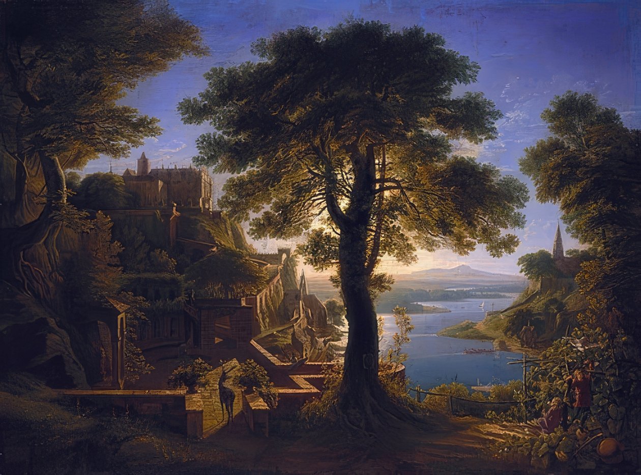 Slott ved elven. 1820 av Karl Friedrich Schinkel