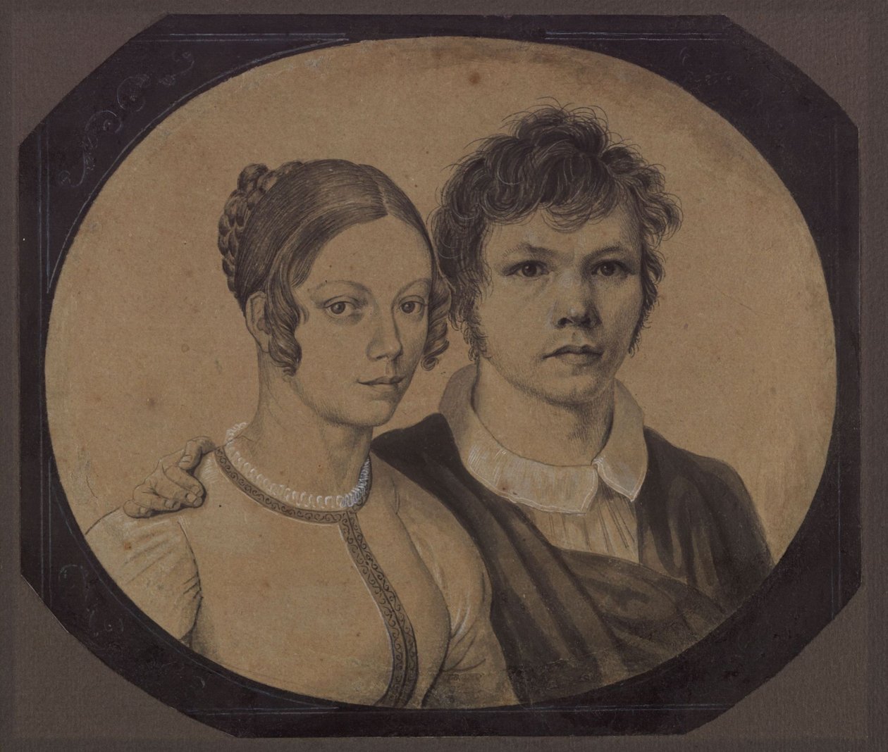 Selvportrett av Karl Friedrich Schinkel med Susanne Schinkel, født Berger av Karl Friedrich Schinkel