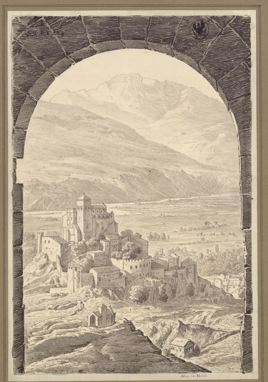 Sion i den sveitsiske kantonen Valais av Karl Friedrich Schinkel