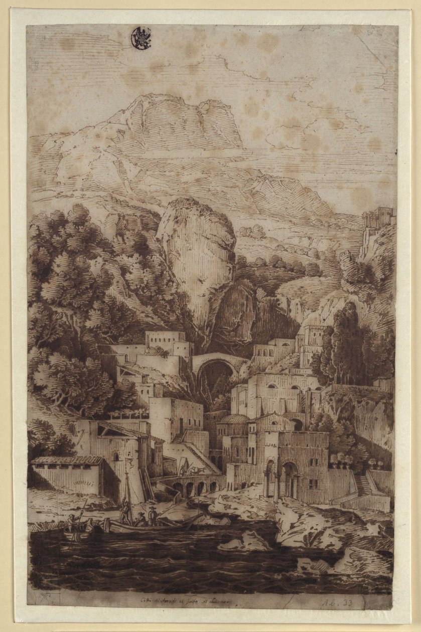 «Byen Amalfi ved Salernobukten» av Karl Friedrich Schinkel