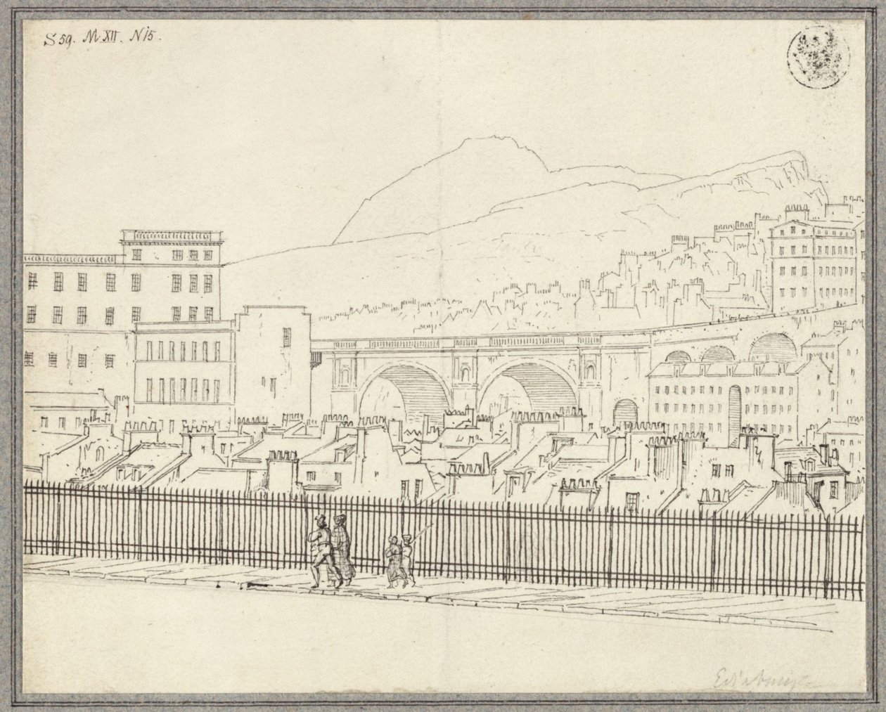 Utsikt over Edinburgh med bro av Karl Friedrich Schinkel