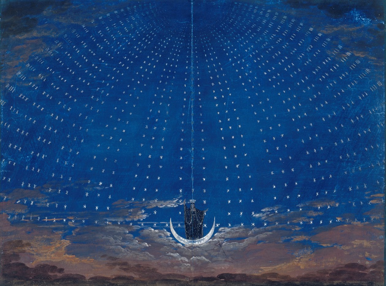 Scenografi til Mozarts Tryllefløyten av Karl Friedrich Schinkel