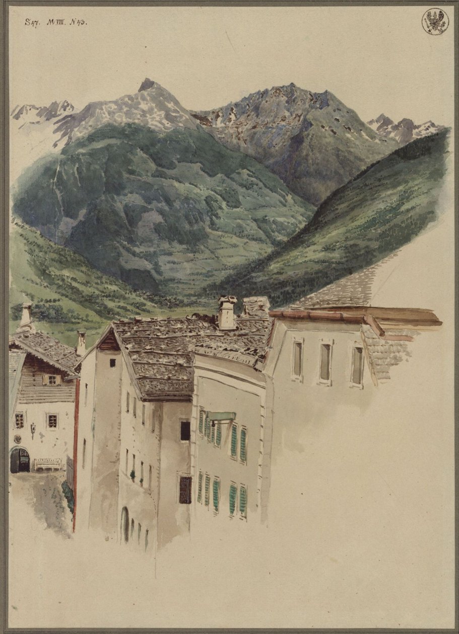 Gate i Hofgastein med utsikt mot Hüttelkogel, Graukogel, Feuerseng-massivet og Gamskarspitze av Karl Friedrich Schinkel