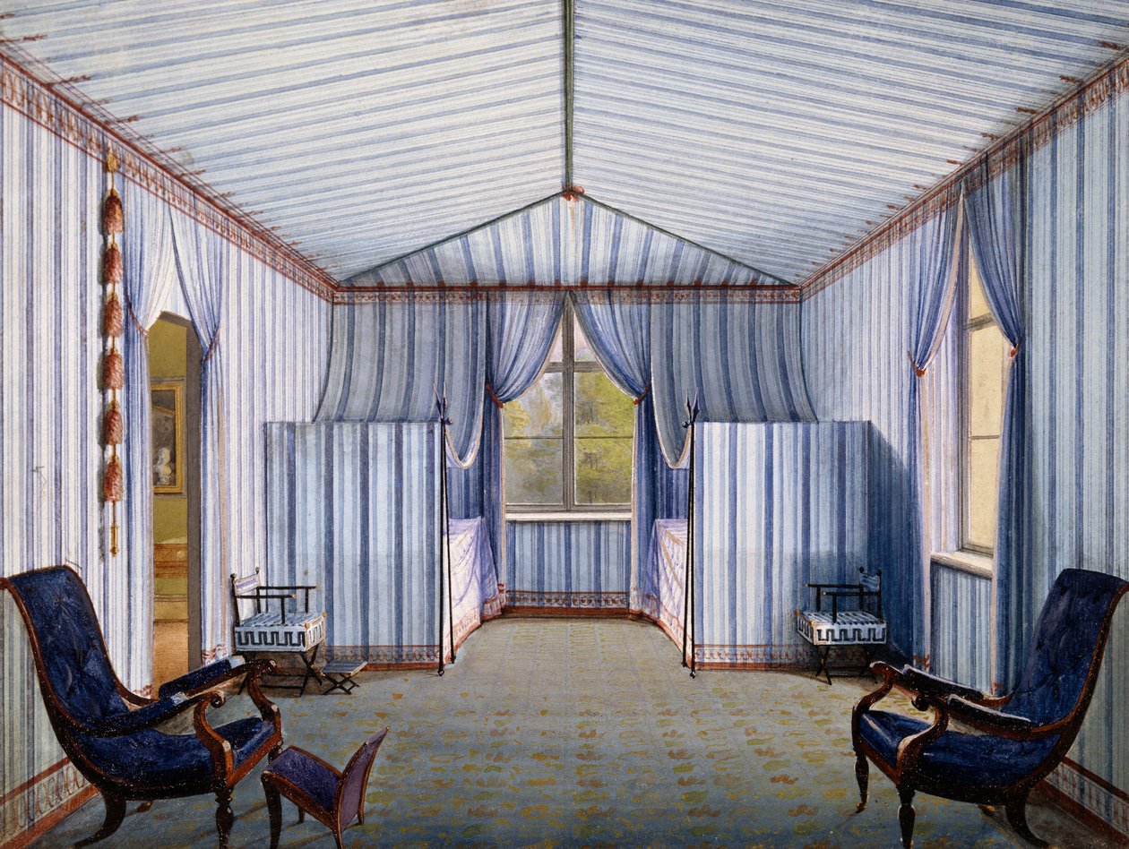 Teltrom i Charlottenhof-palasset, etter 1830, akvarell av Karl Friedrich Schinkel (1781-1841) av Karl Friedrich Schinkel