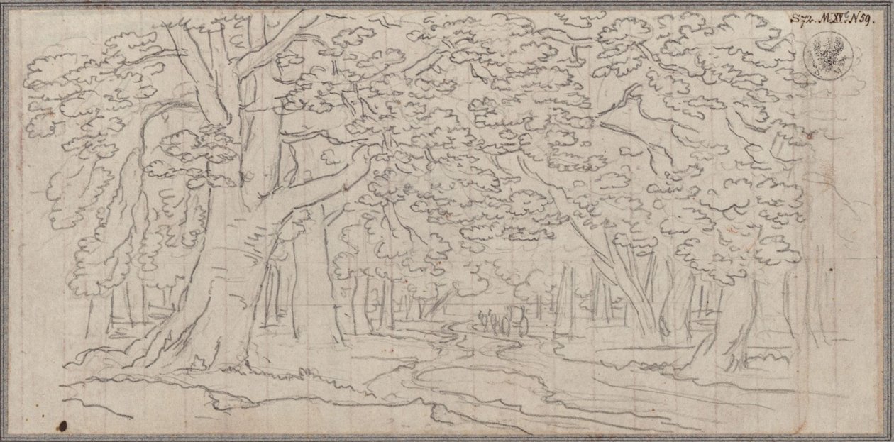 Skoglandskap med en slyngende vei av Karl Friedrich Schinkel
