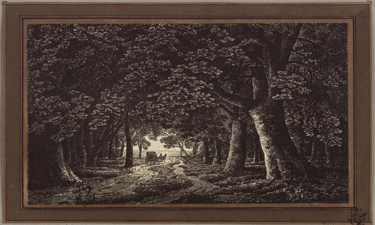 Skogsvei med en vogn av Karl Friedrich Schinkel