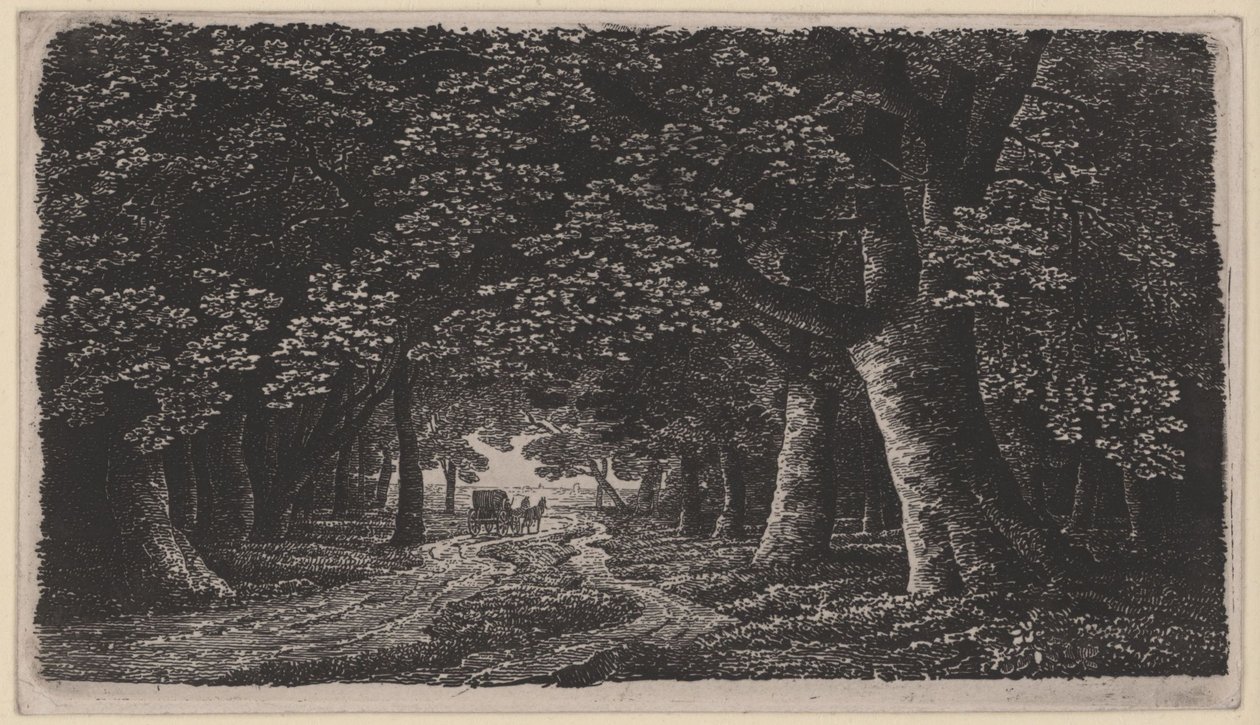 Skogsvei med en vogn av Karl Friedrich Schinkel