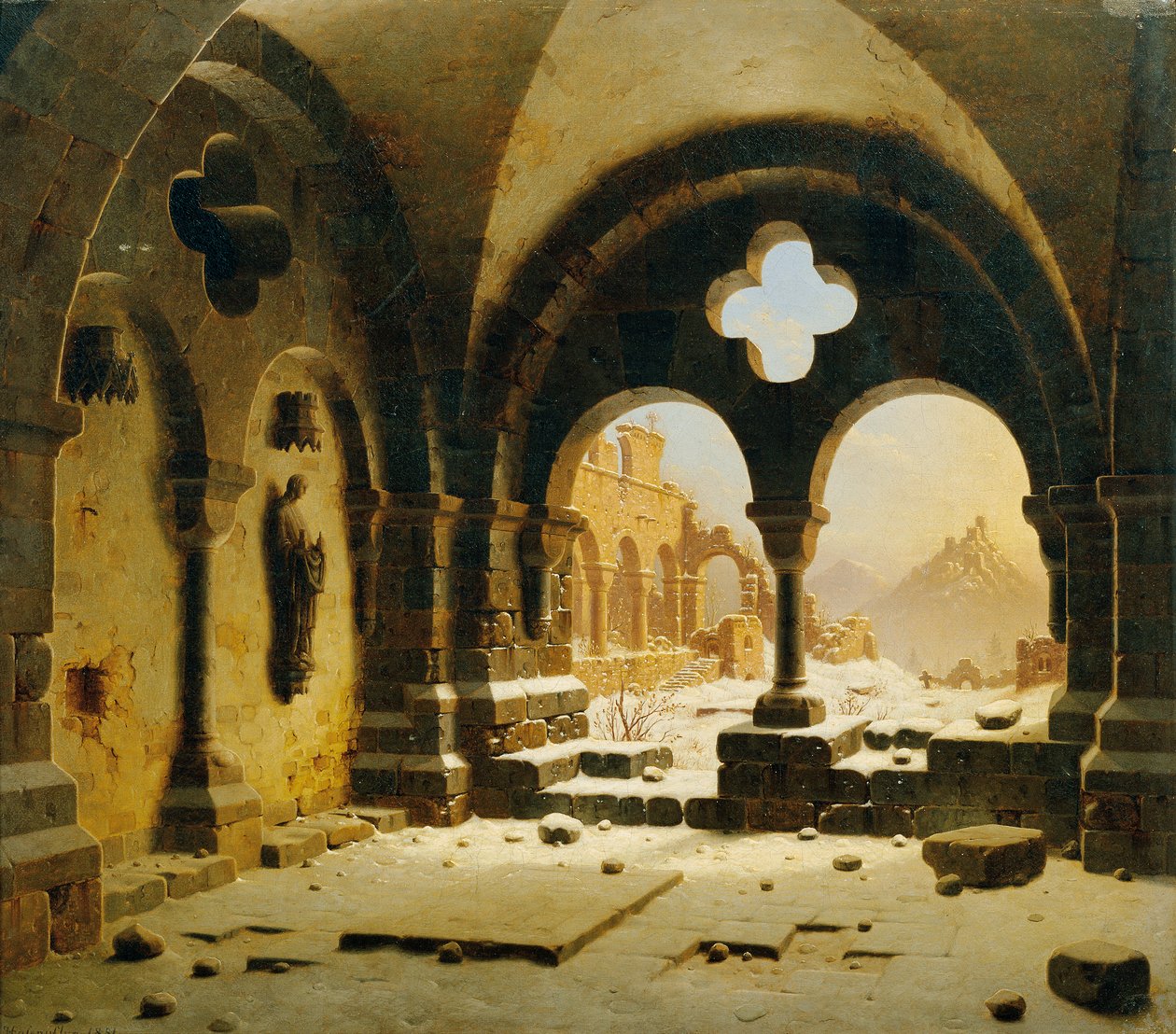 Klosterruiner om vinteren av Carl Georg Adolph Hasenpflug