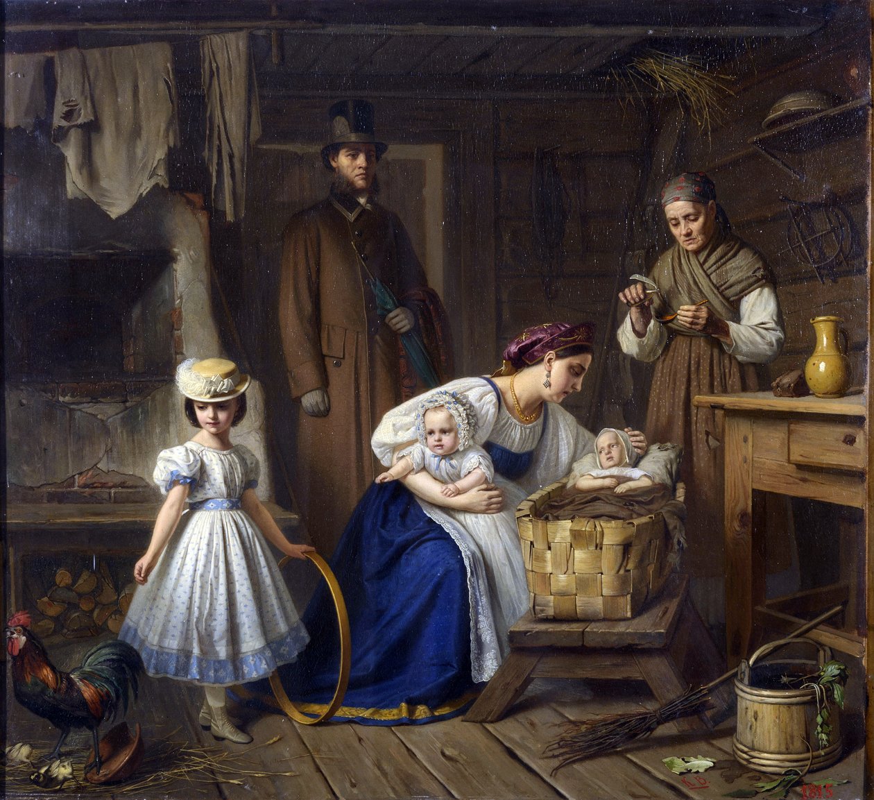 Våt sykepleier besøkte hennes syke barn par Wenig, Karl Bogdanovich (1830-1908) av Karl Gottlieb Wenig