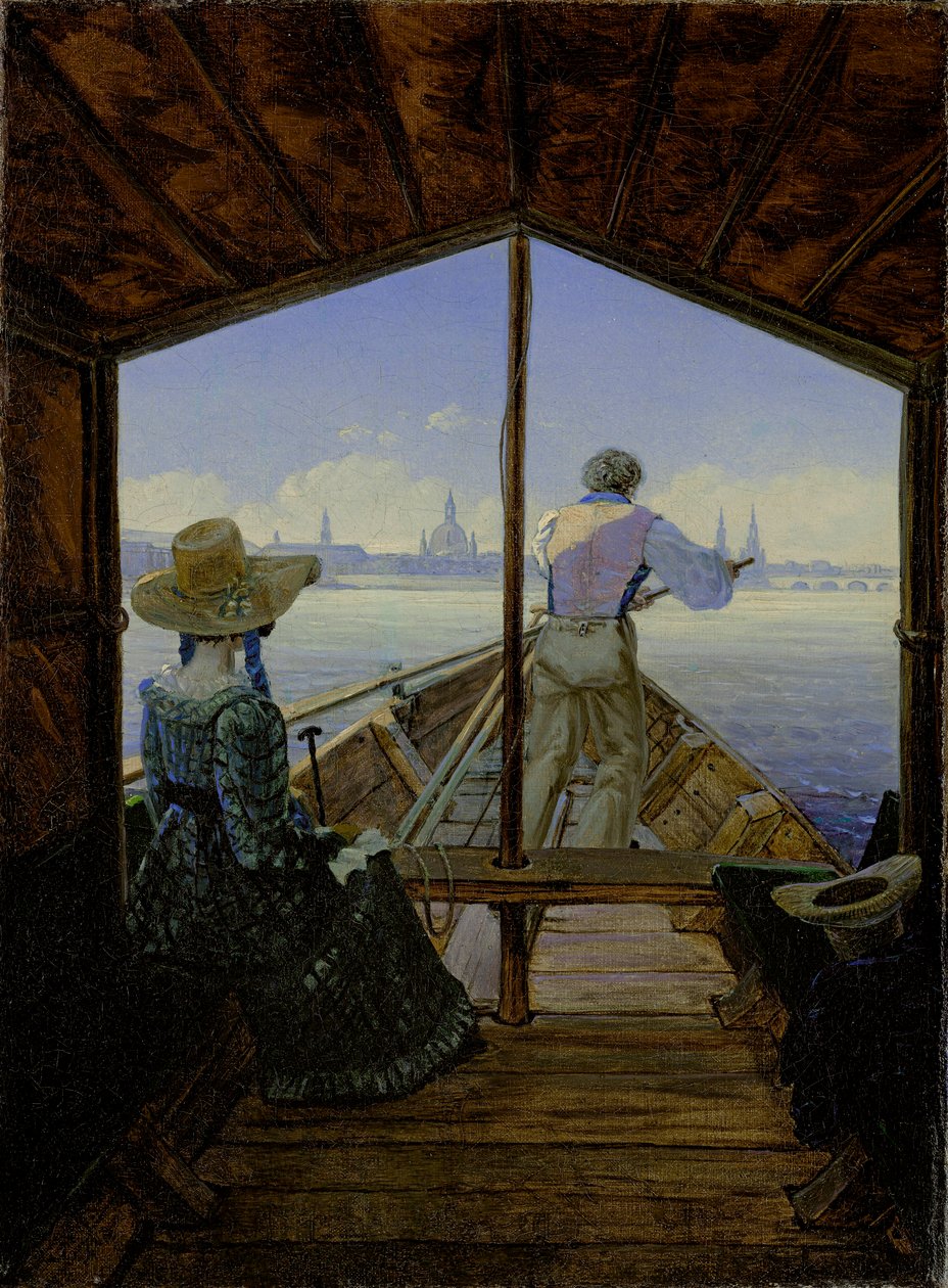 Tidlig morgen på Elben, nær Dresden, 1827 av Karl Gustav Carus