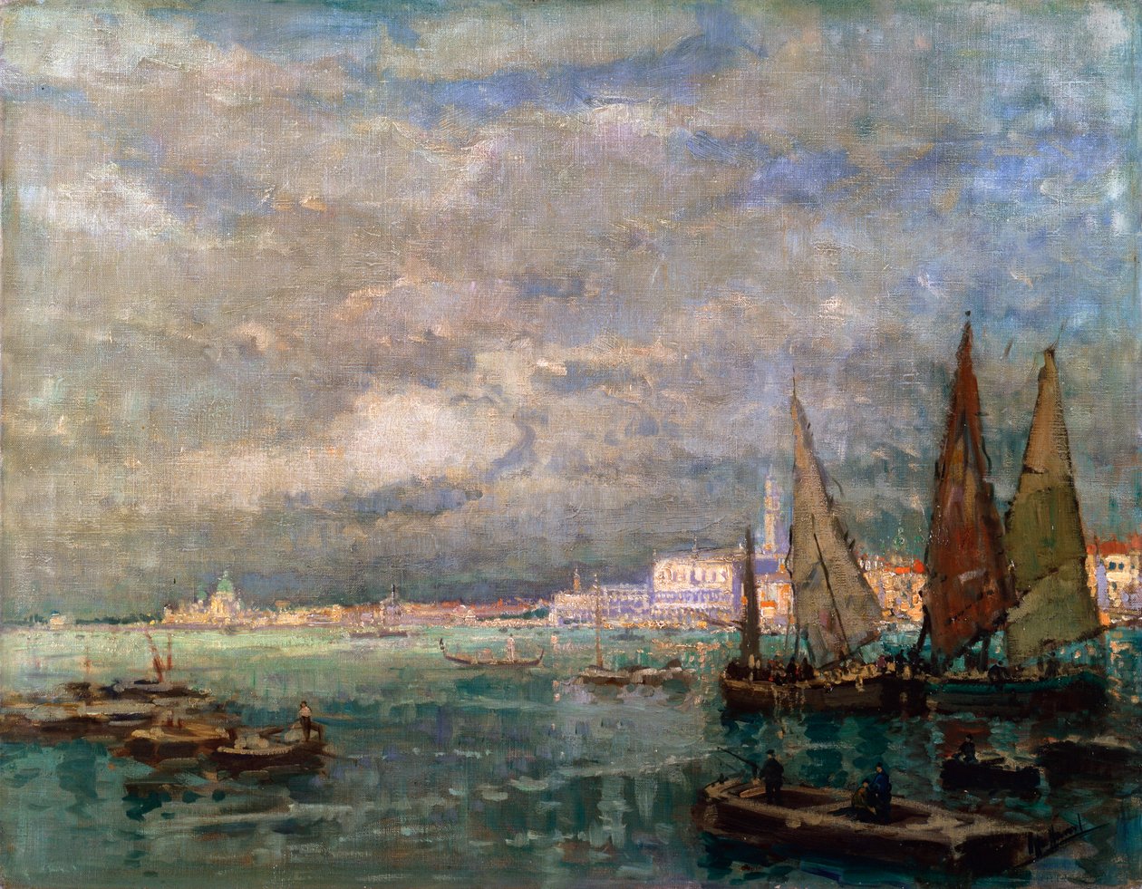 Landskap med båter, slutten av 1800- eller begynnelsen av 1900-tallet. av Karl Hagemeister