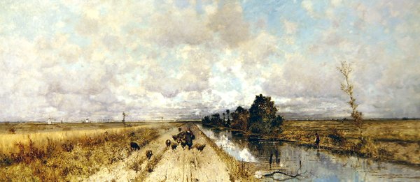 Road by Canal (olje på lerret) av Karl Heffner