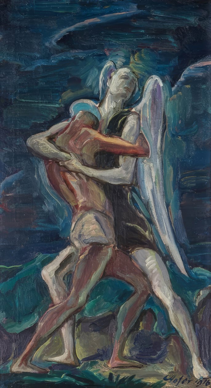 Jakob brytes med engelen av Karl Hofer