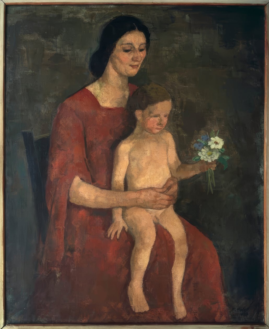 Thilde Hofer med Carlino av Karl Hofer