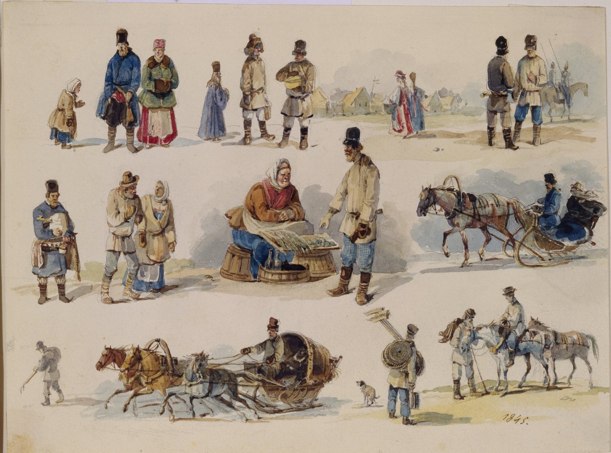 Folketyper i Russland, 1845 av Karl Ivanovich Kolmann