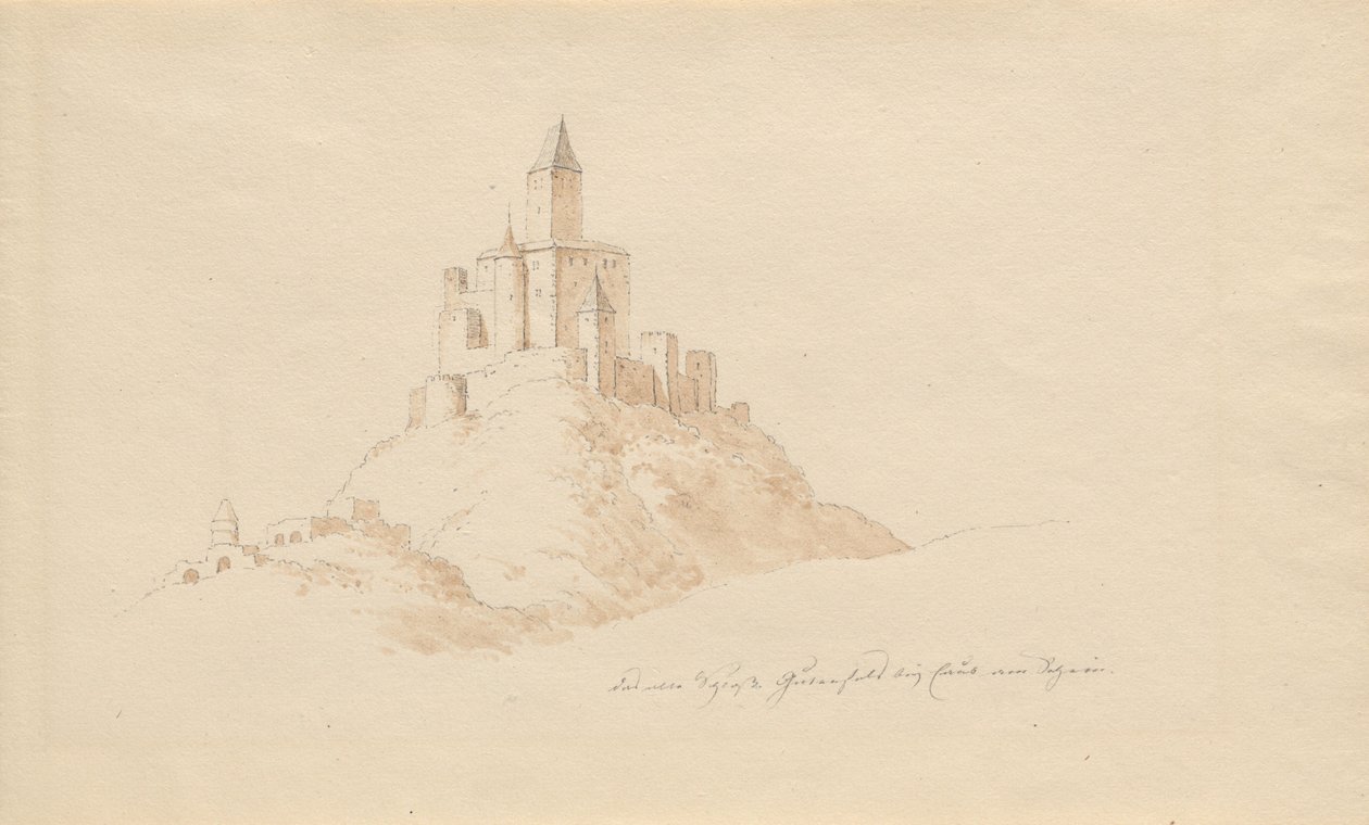 Det gamle Gutenfels-slottet nær Kaub ved Rhinen av Karl Julius Von Leypold
