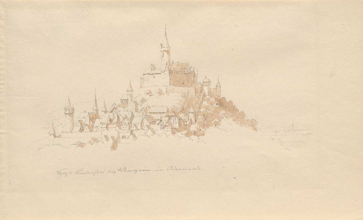 Lindenfels slott nær Weinheim i Odenwald av Karl Julius Von Leypold