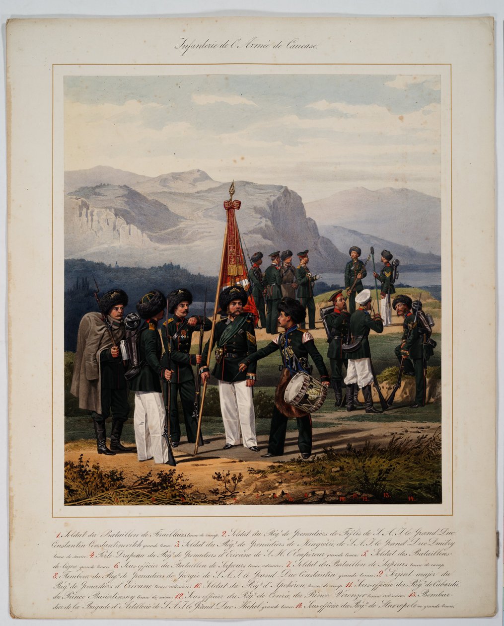Infanteri av den russiske Kaukasus-hæren, 1867 av Karl Karlovich Piratsky