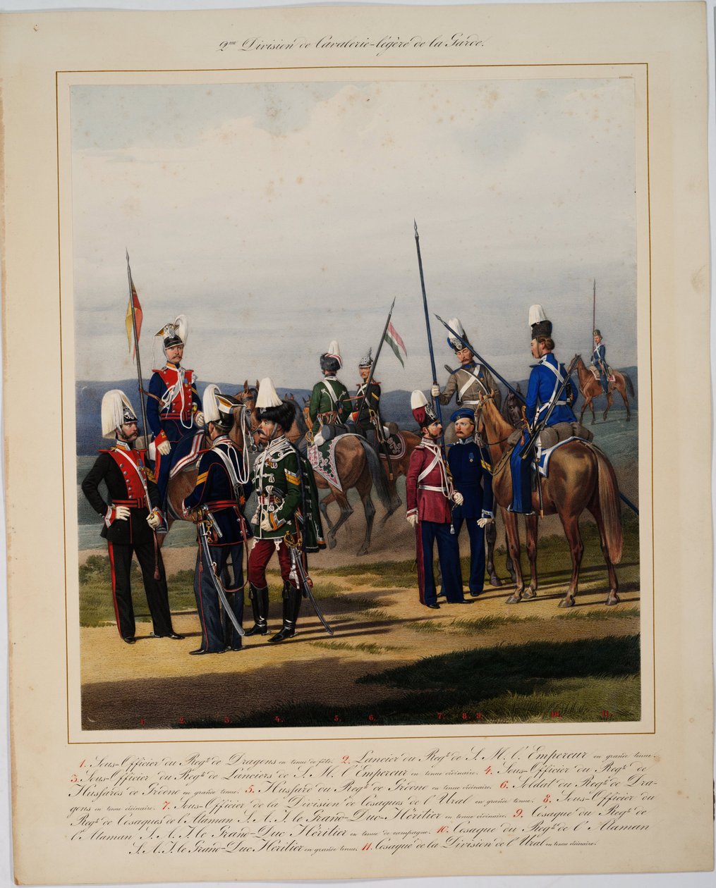 La 2eme division de la cavalerie legere - The 2nd Guard Cavalry Division - Piratsky, Karl Karlovich (1813-1889) - 1867 - Fargelitografi - 56x45 - Privat samling av Karl Karlovich Piratsky