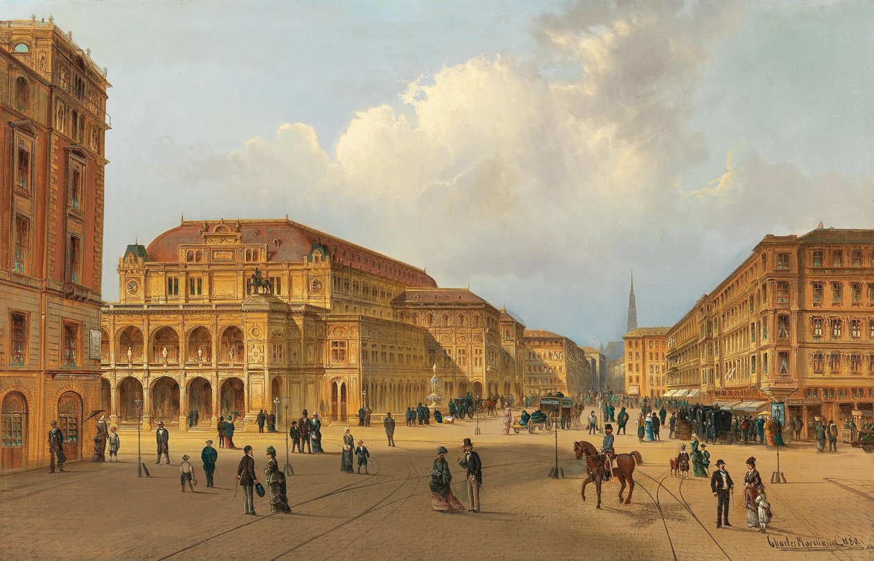 Utsikt over Wiens statsopera, 1880. av Karl Kaufmann