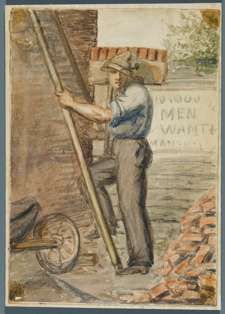 Brick Layer, 1864 (wc over svart medieundertegning) av Karl L.H. Mueller