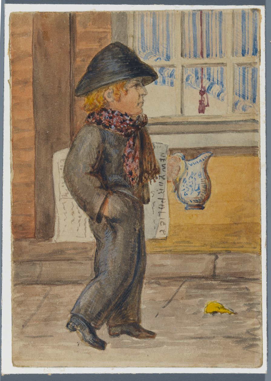 Police Gazette Newspaper Boy, 1864 (wc over svarte mediers undertegning) av Karl L.H. Mueller