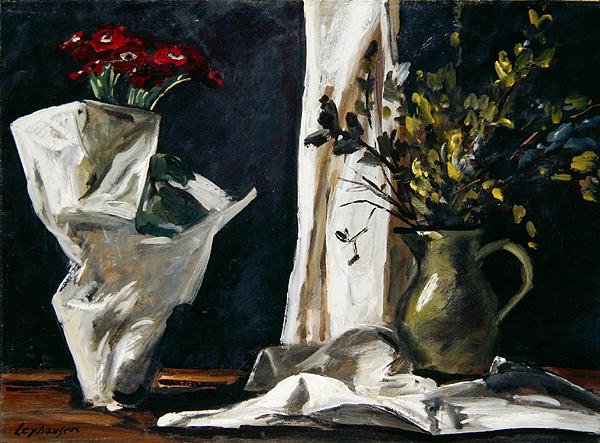 Still Life with Catkins (olje på lerret) av Karl Leyhausen