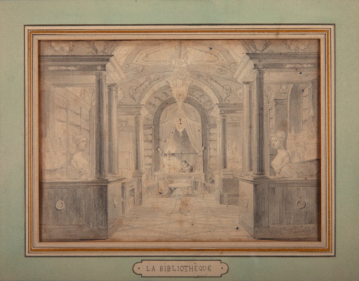 Napoleon på jobb i biblioteket i Chateau de Malmaison, ca. 1806 av Karl Loeillot Hartwig